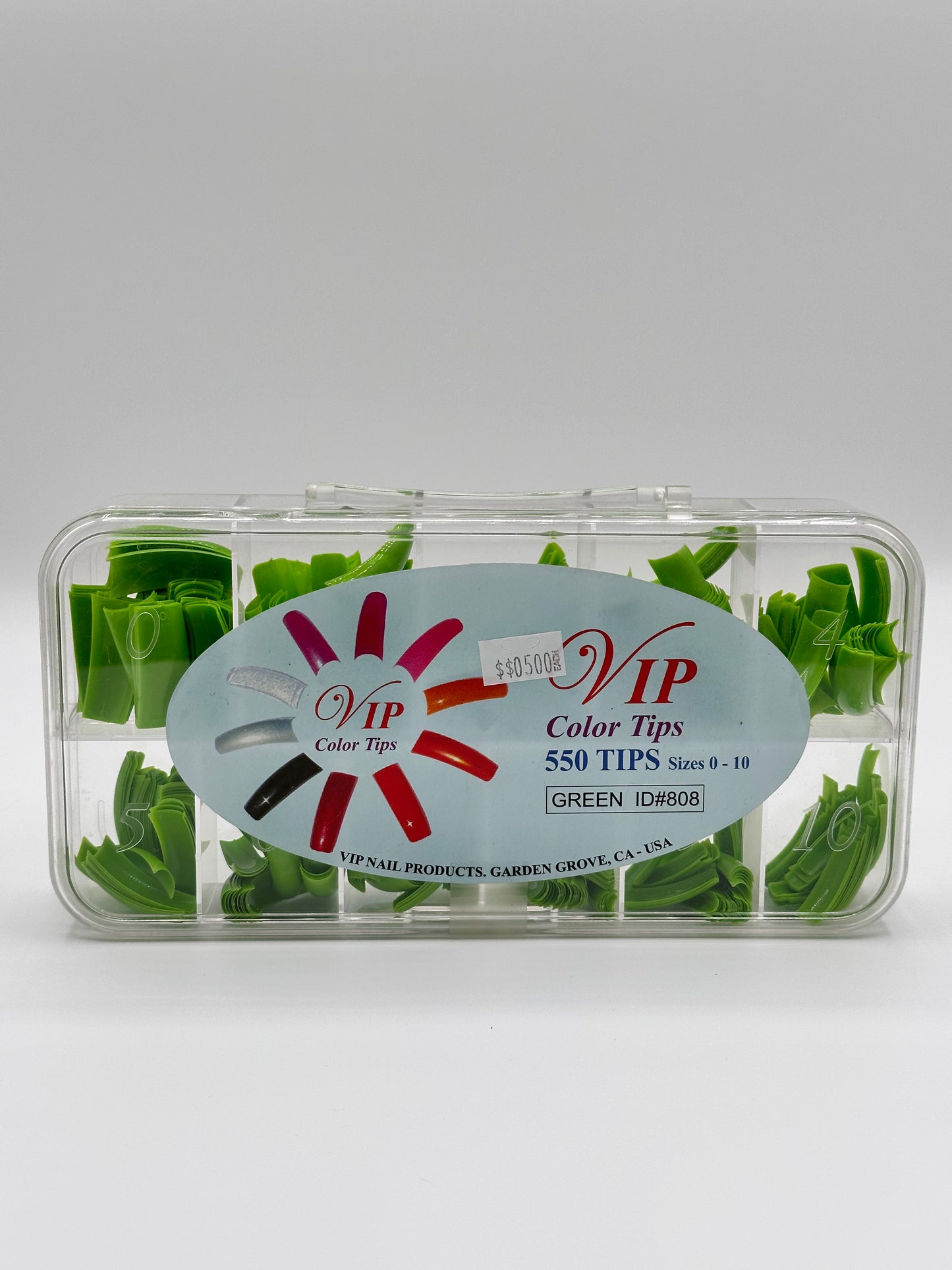VIP Color Tips – Green (550 pcs, Sizes 0–10)