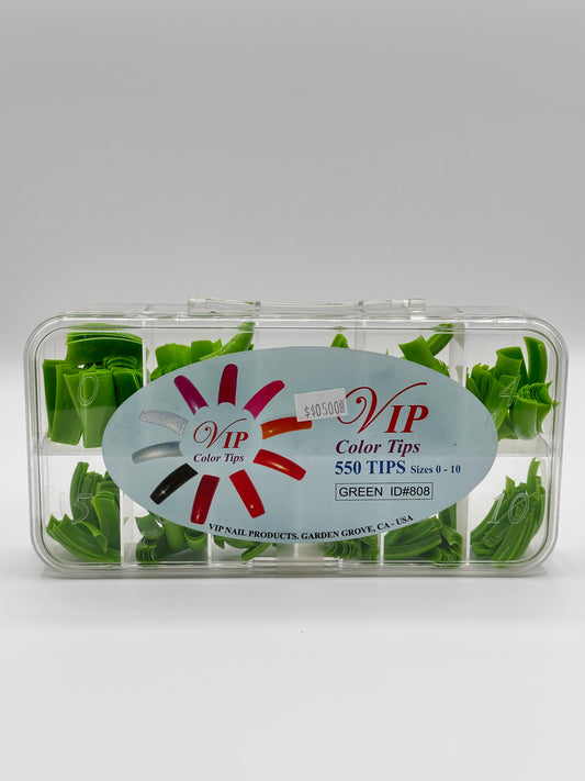 VIP Color Tips – Green (550 pcs, Sizes 0–10)